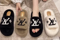 Monogram Fluffy Slides