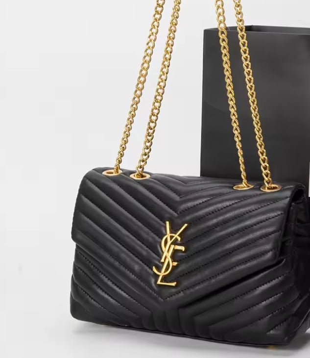 Black Quilted Chain Shoulder Bag
